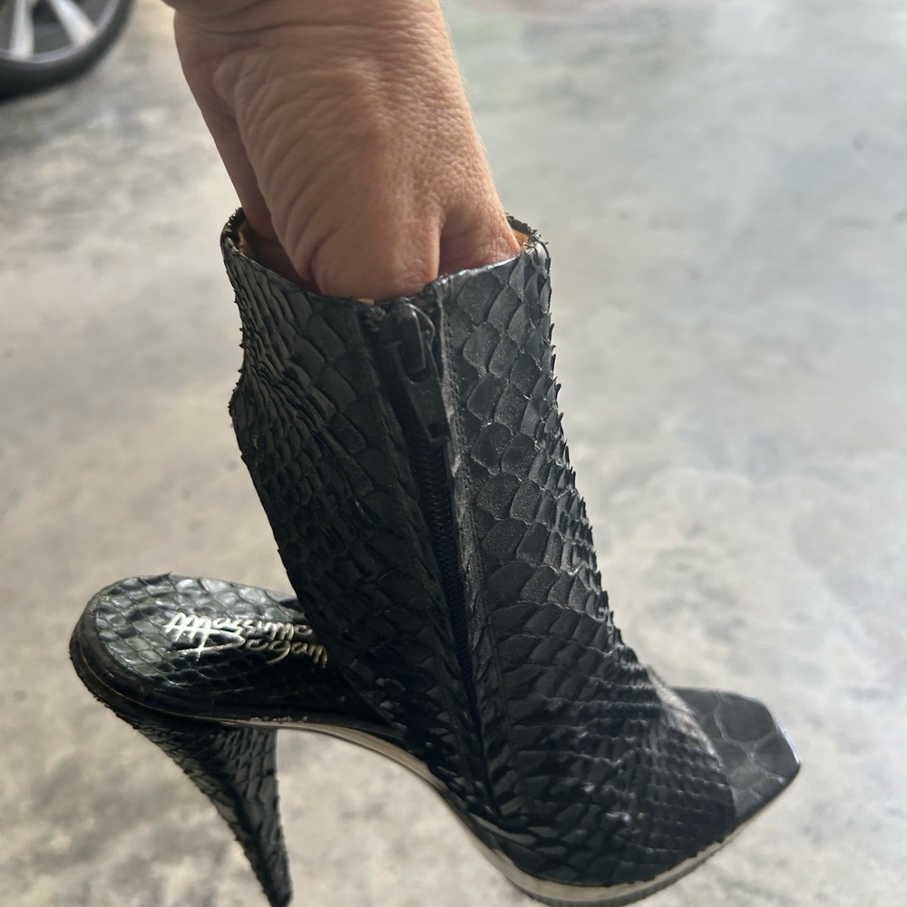 Massimo Black Stiletto Heels with Snake Pattern